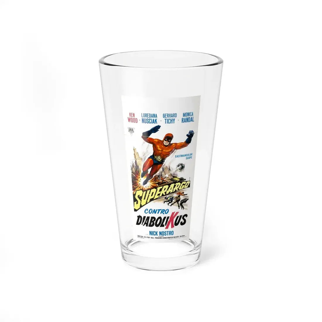 SUPERARGO VS DIABOLICUS (3) 1966 Movie Poster - Pint Glass 16oz 16oz - Go Mug Yourself