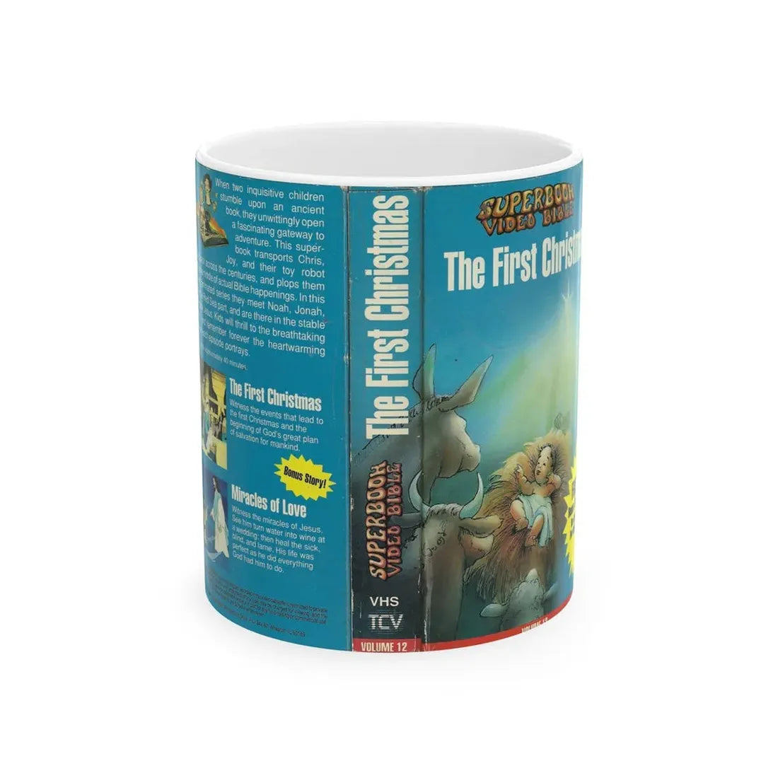 SUPERBOOK VIDEO BIBLE THE FIRST CHRISTMAS (VHS COVER) - White Coffee Mug 11oz - Go Mug Yourself