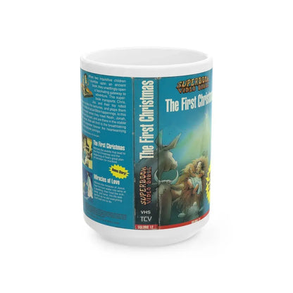 SUPERBOOK VIDEO BIBLE THE FIRST CHRISTMAS (VHS COVER) - White Coffee Mug 15oz - Go Mug Yourself