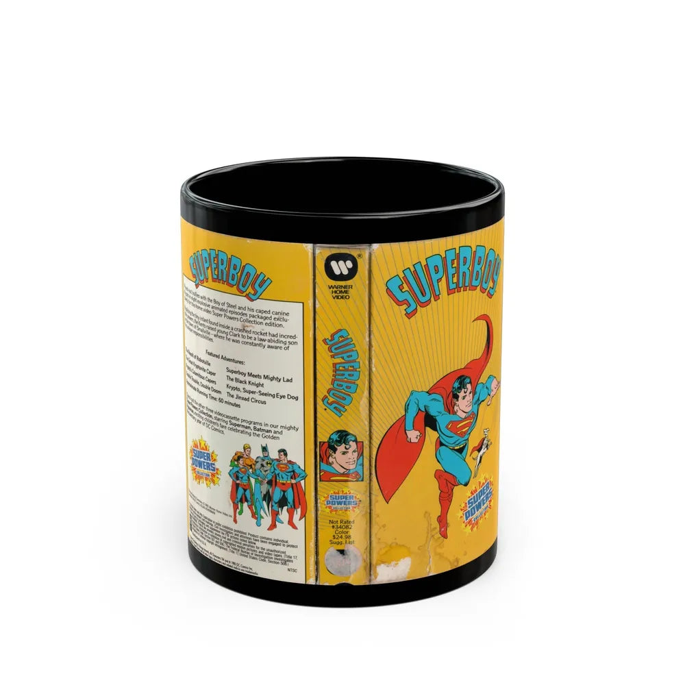 SUPERBOY SUPER POWERS COLLECTION (VHS COVER) - Black Coffee Mug-11oz-Go Mug Yourself