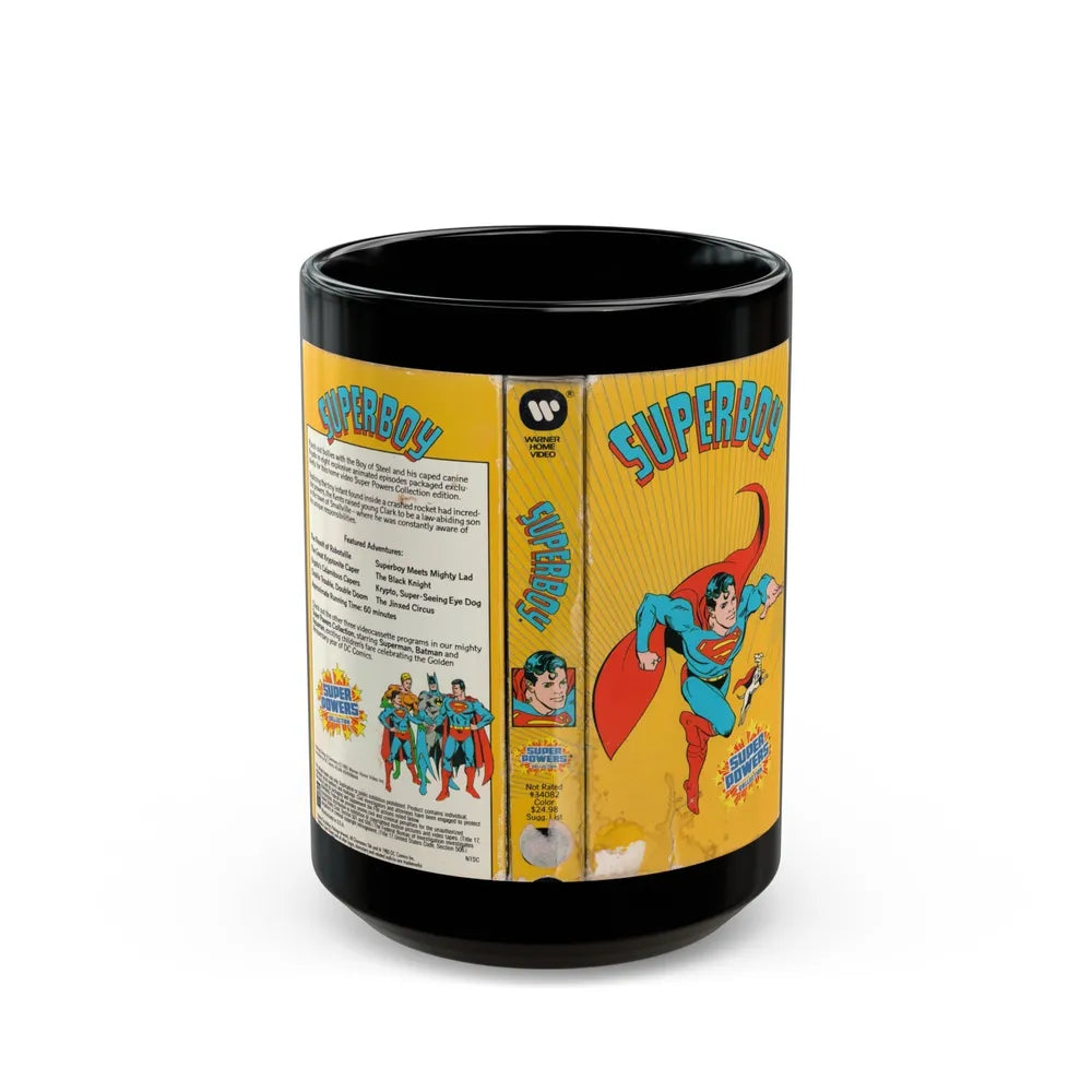 SUPERBOY SUPER POWERS COLLECTION (VHS COVER) - Black Coffee Mug-15oz-Go Mug Yourself