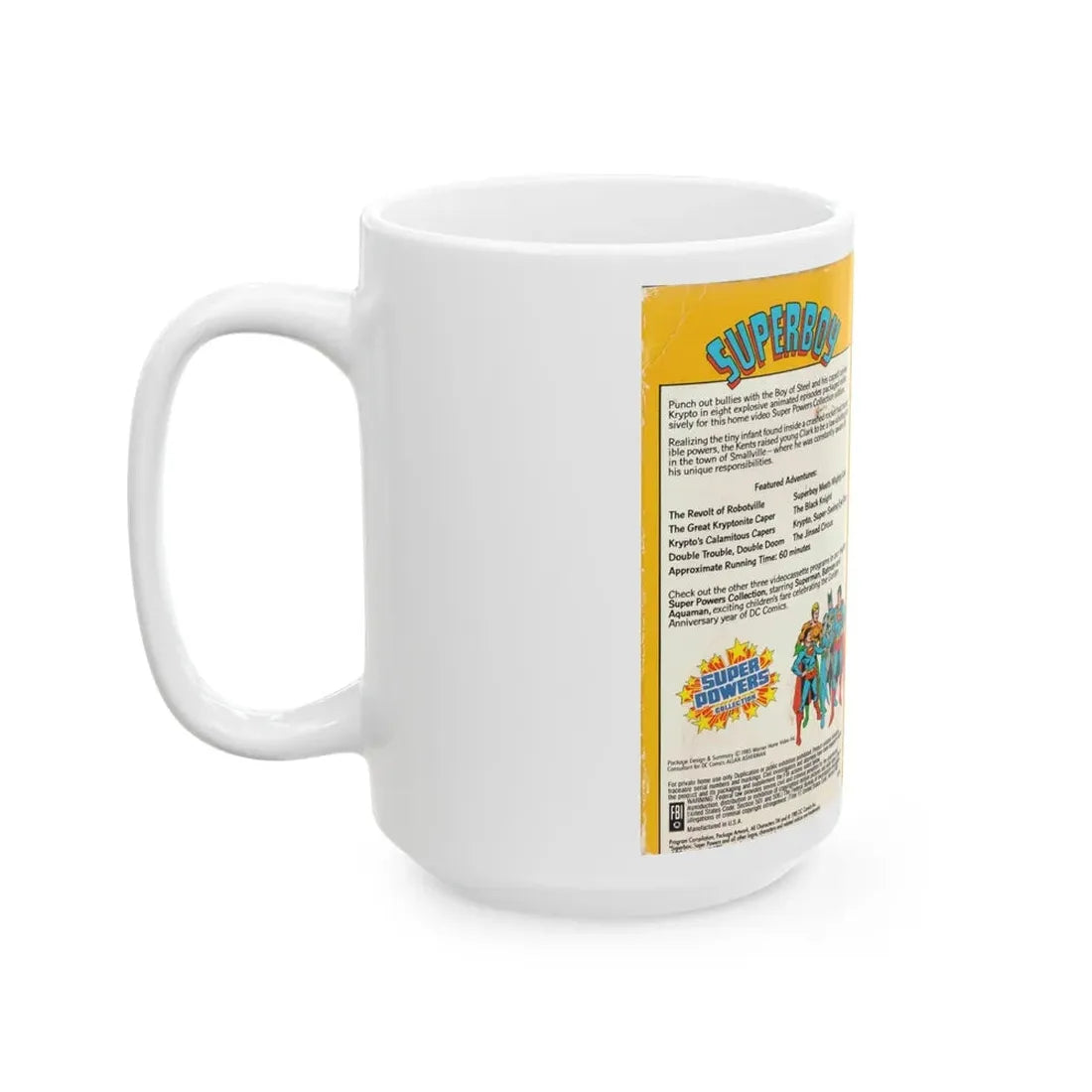 SUPERBOY SUPER POWERS COLLECTION (VHS COVER) - White Coffee Mug - Go Mug Yourself