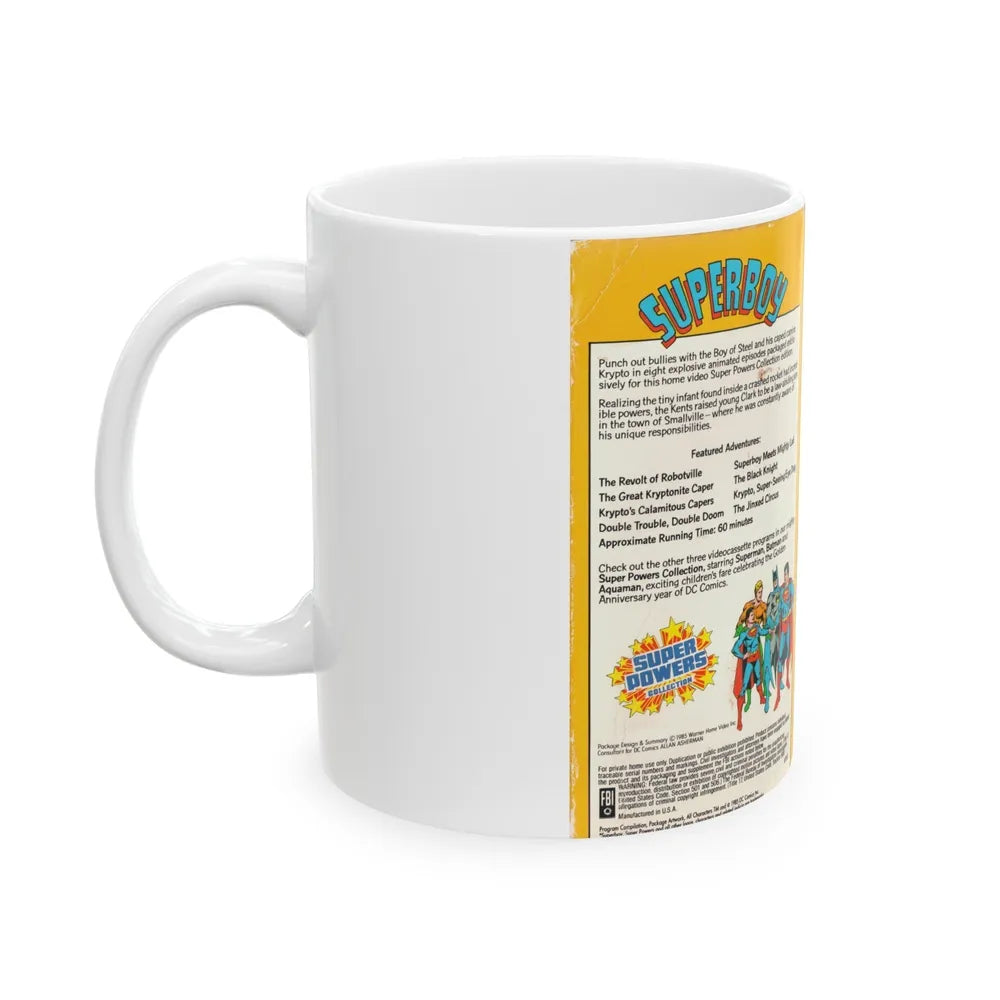 SUPERBOY SUPER POWERS COLLECTION (VHS COVER) - White Coffee Mug-Go Mug Yourself