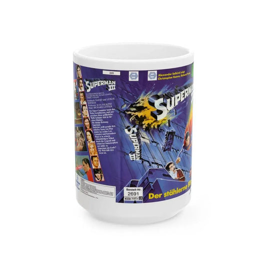 SUPERMAN 3 GERMAN (VHS COVER) - White Coffee Mug 15oz - Go Mug Yourself