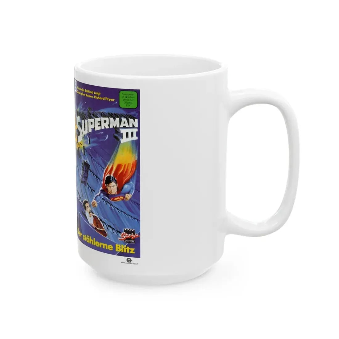 SUPERMAN 3 GERMAN (VHS COVER) - White Coffee Mug - Go Mug Yourself