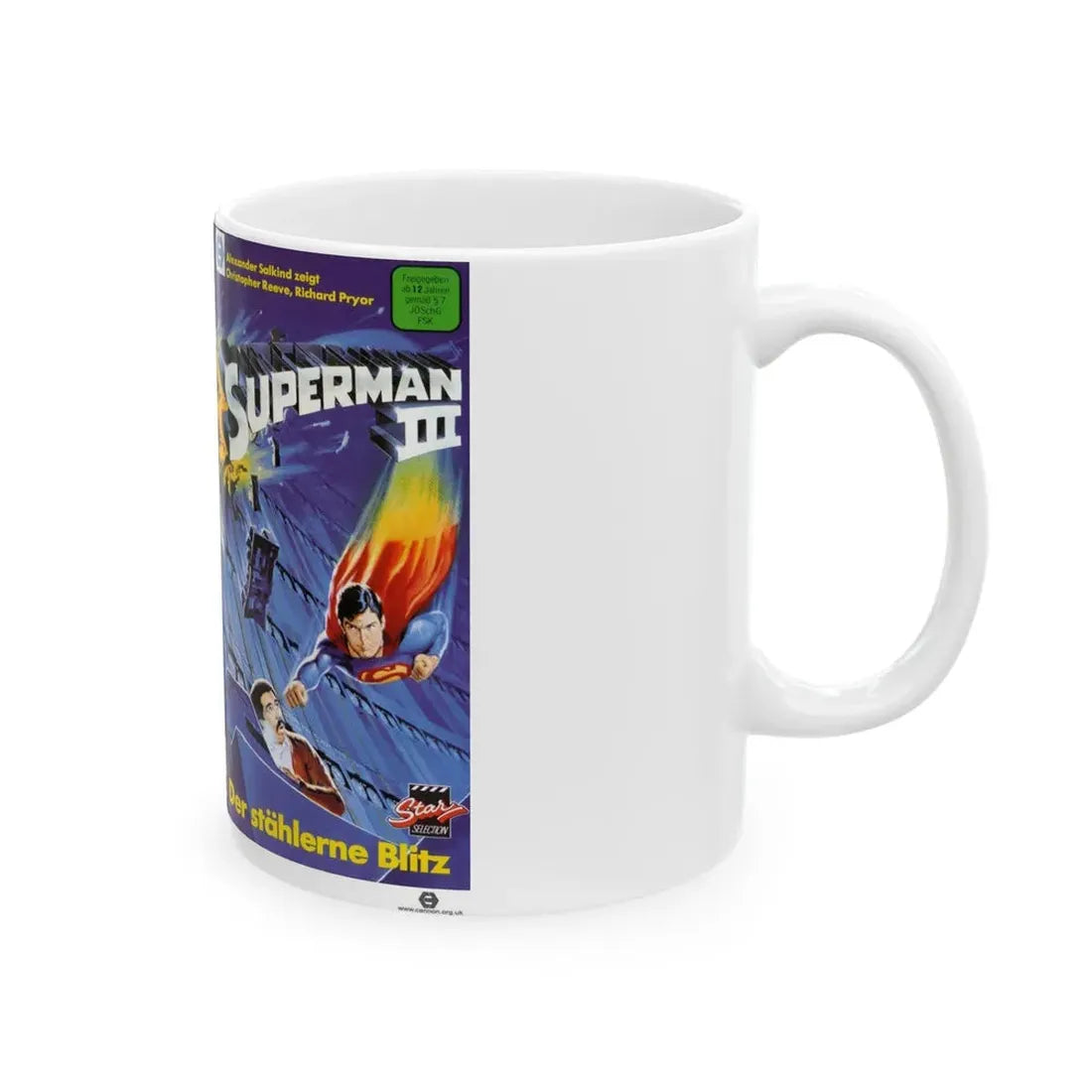 SUPERMAN 3 GERMAN (VHS COVER) - White Coffee Mug - Go Mug Yourself