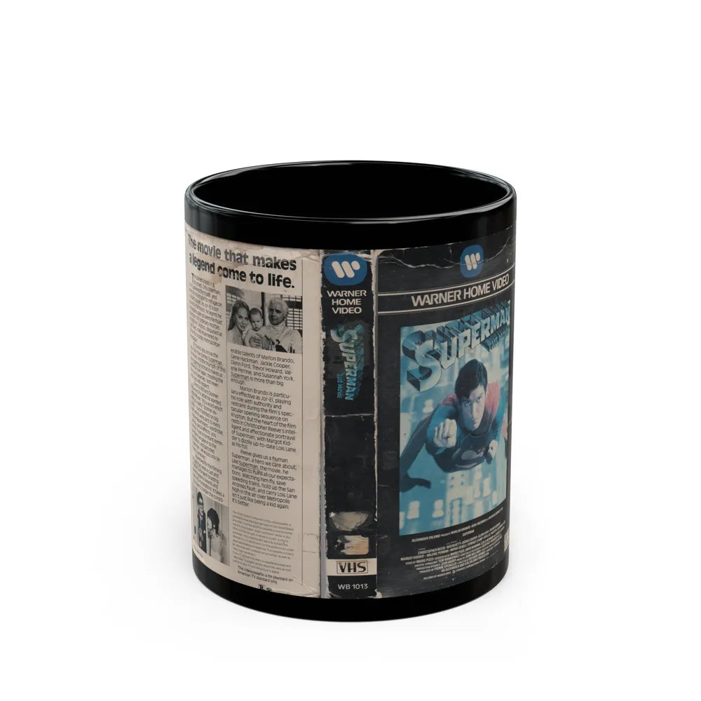 SUPERMAN THE MOVIE (VHS COVER) - Black Coffee Mug-11oz-Go Mug Yourself