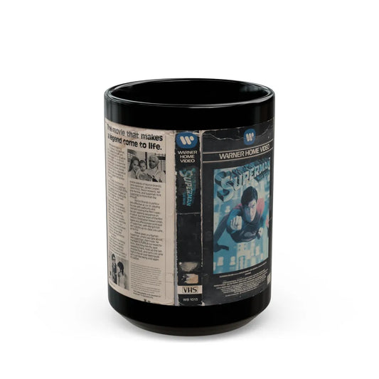 SUPERMAN THE MOVIE (VHS COVER) - Black Coffee Mug-15oz-Go Mug Yourself