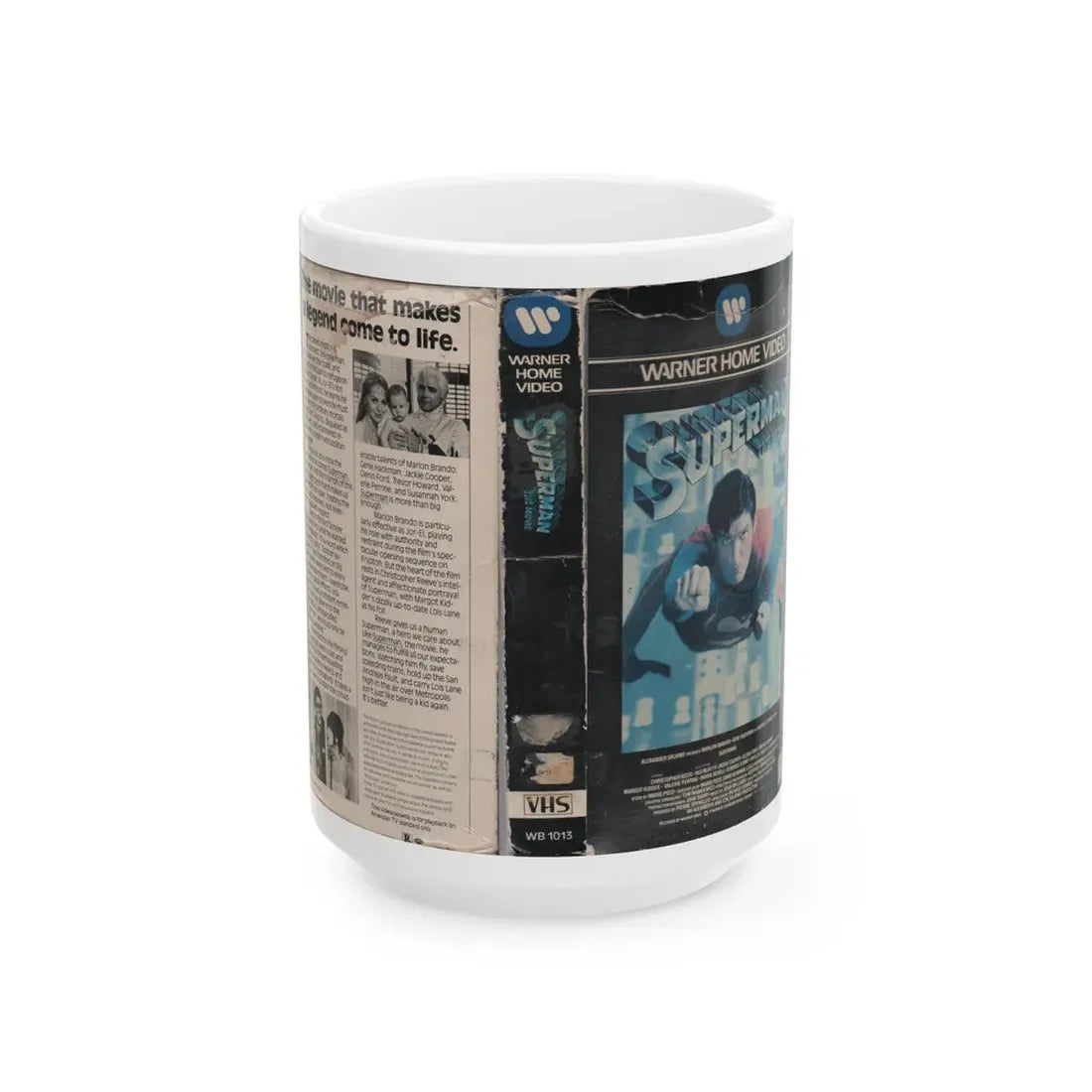 SUPERMAN THE MOVIE (VHS COVER) - White Coffee Mug 15oz - Go Mug Yourself
