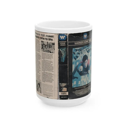SUPERMAN THE MOVIE (VHS COVER) - White Coffee Mug 15oz - Go Mug Yourself