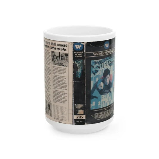 SUPERMAN THE MOVIE (VHS COVER) - White Coffee Mug 15oz - Go Mug Yourself