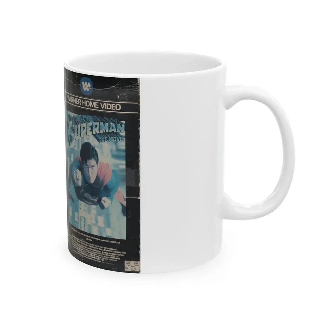 SUPERMAN THE MOVIE (VHS COVER) - White Coffee Mug - Go Mug Yourself
