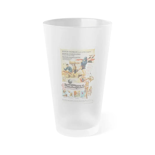 SUPERSTOOGES VS THE WONDER WOMEN (AMAZONS AGAINS SUPERMEN) 1974 Movie Poster - Frosted Pint Glass 16oz Default Title - Go Mug Yourself