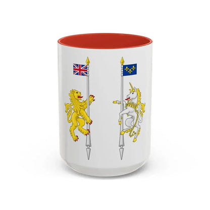 Supporters from the coat of arms of Canada - Accent Coffee Mug 15oz Red - Go Mug Yourself