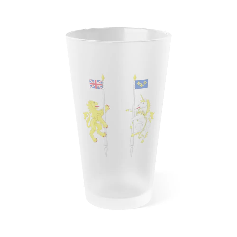 Supporters from the coat of arms of Canada - Frosted Pint Glass 16oz-Go Mug Yourself