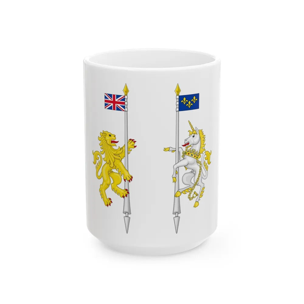 Supporters from the coat of arms of Canada - White Coffee Mug-15oz-Go Mug Yourself