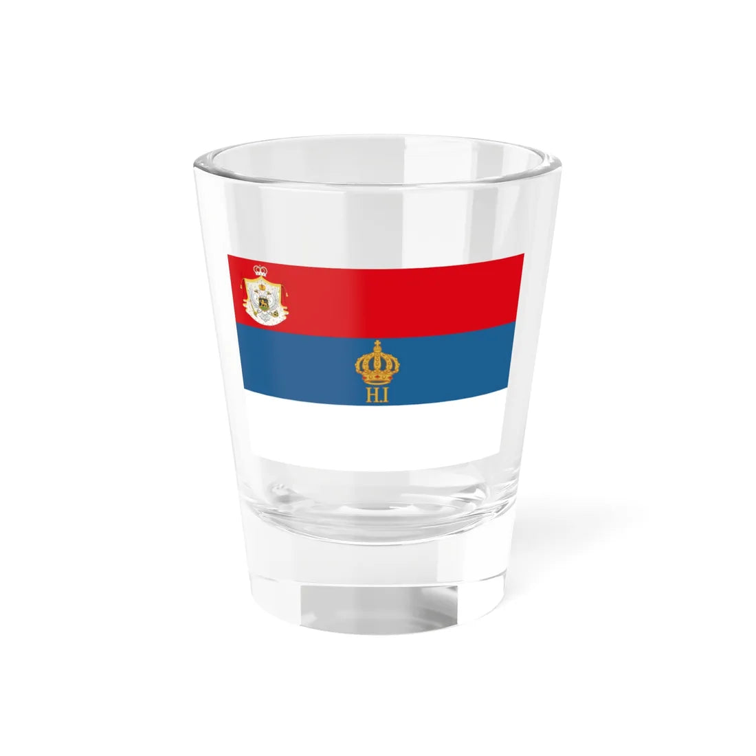 Supposed Crnogorska Narodna Vojska Vasojevićkih komita flag (Montenegro) Shot Glass 1.5oz 1.5oz - Go Mug Yourself