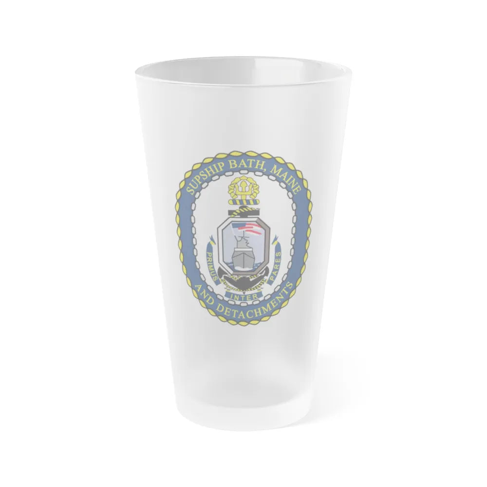 SUPSHIP Bath ME Detach (U.S. Navy) Frosted Pint Glass 16oz-Go Mug Yourself