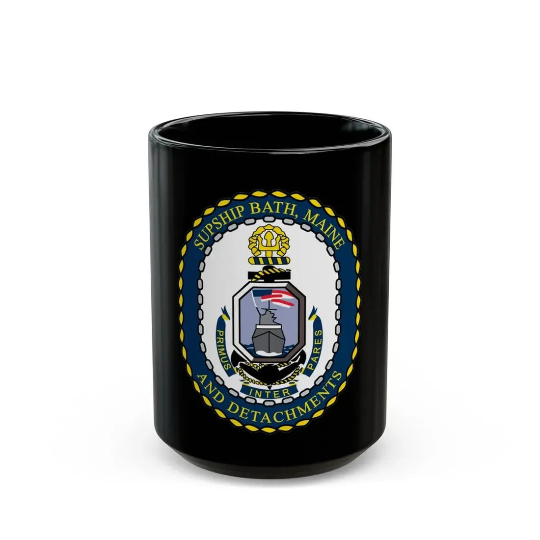 SUPSHIP Bath ME Detach (U.S. Navy) Black Coffee Mug 15oz - Go Mug Yourself