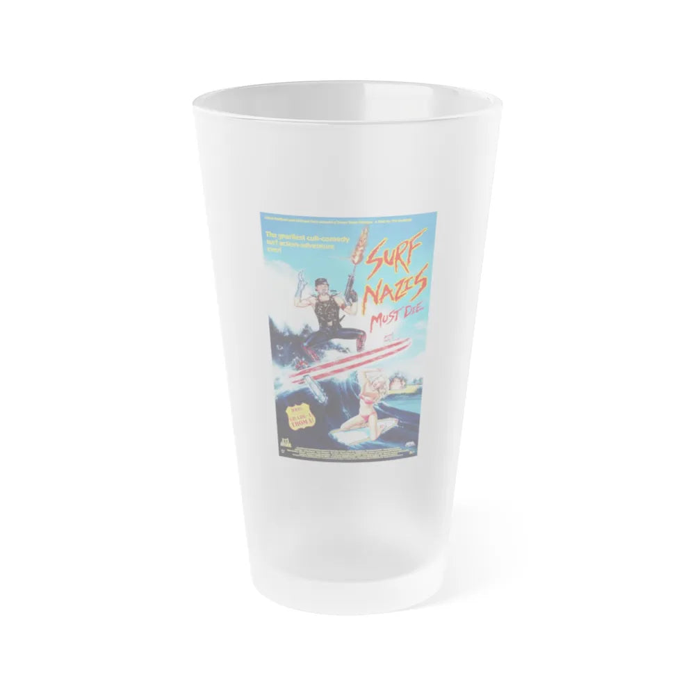 SURF NAZI'S MUST DIE 1987 Movie Poster - Frosted Pint Glass 16oz-Go Mug Yourself