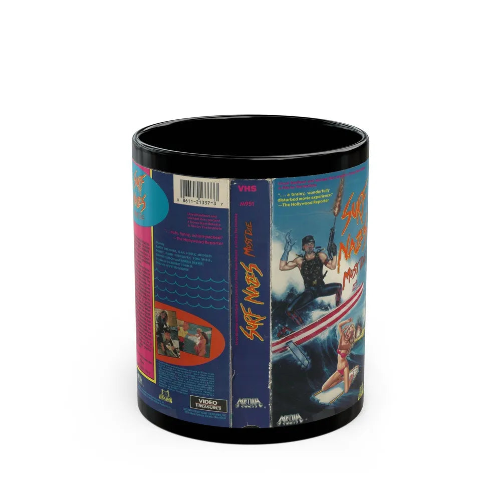 SURF NAZIS MUST DIE (VHS COVER) - Black Coffee Mug-11oz-Go Mug Yourself