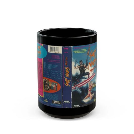 SURF NAZIS MUST DIE (VHS COVER) - Black Coffee Mug 15oz - Go Mug Yourself