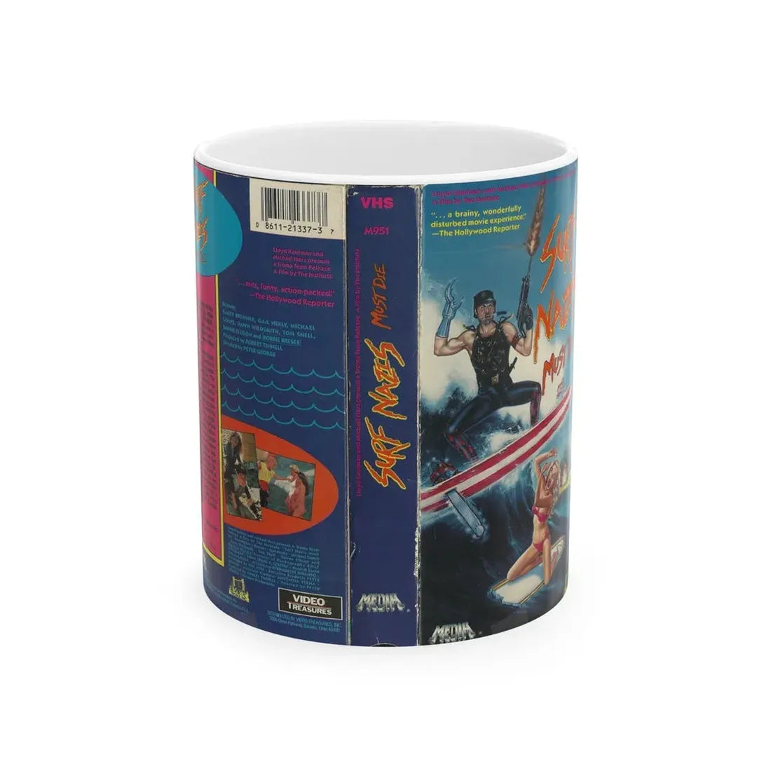 SURF NAZIS MUST DIE (VHS COVER) - White Coffee Mug 11oz - Go Mug Yourself