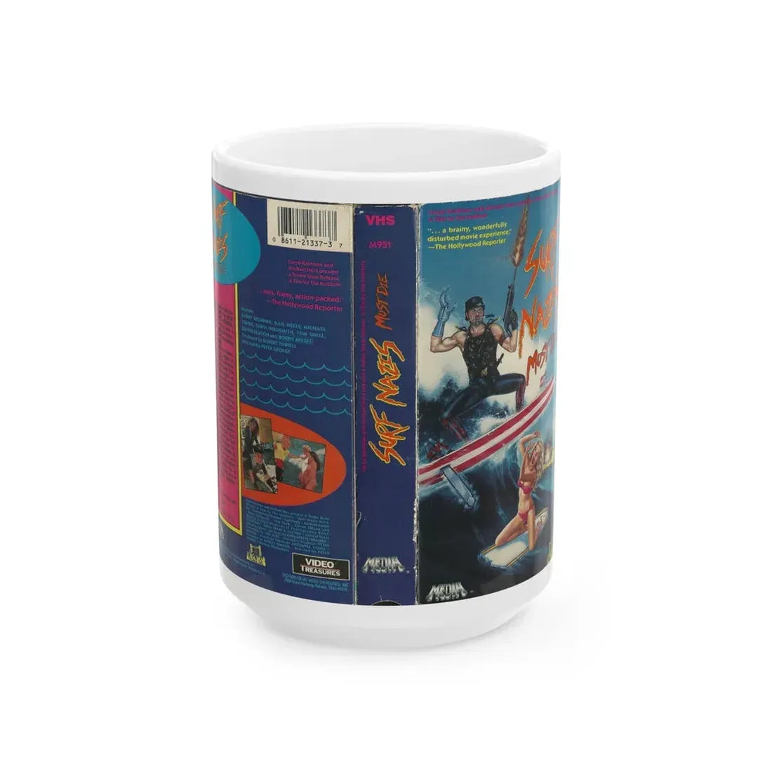 SURF NAZIS MUST DIE (VHS COVER) - White Coffee Mug 15oz - Go Mug Yourself