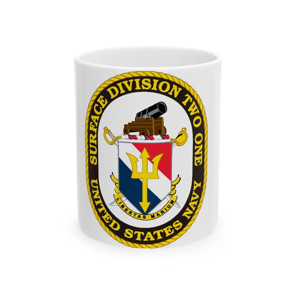 SURFACE DIVISION TWO ONE (U.S. Navy) White Coffee Mug-11oz-Go Mug Yourself