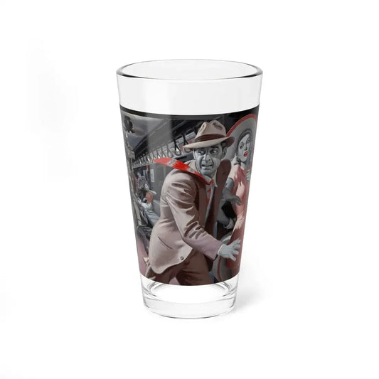 Surprise on the Subway, men's adventure magazine illustration (Magazine Illustration) Pint Glass 16oz 16oz - Go Mug Yourself