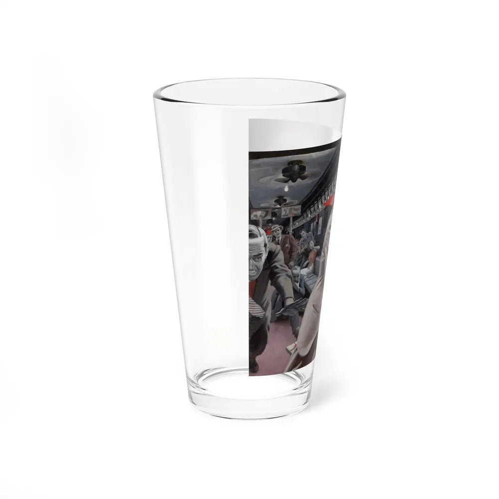 Surprise on the Subway, men's adventure magazine illustration (Magazine Illustration) Pint Glass 16oz-Go Mug Yourself