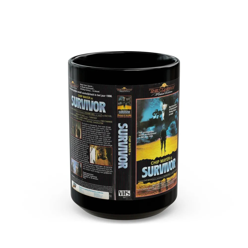 SURVIVOR CHIP MAYER (VHS COVER) - Black Coffee Mug-15oz-Go Mug Yourself