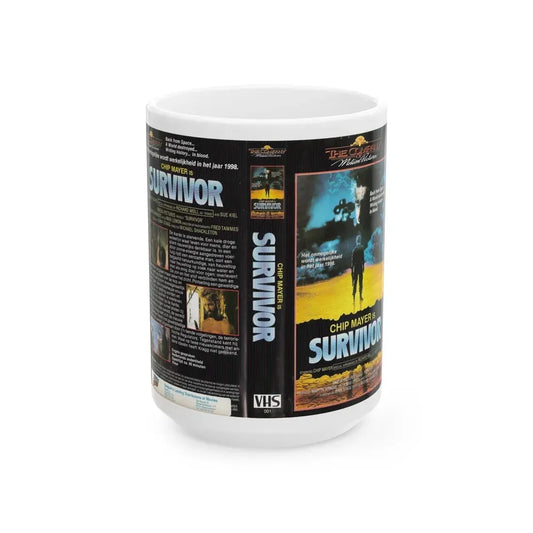 SURVIVOR CHIP MAYER (VHS COVER) - White Coffee Mug 15oz - Go Mug Yourself