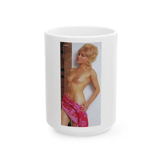 Susan Denberg #08 - Topless3 (Vintage Female Icon) White Coffee Mug 15oz - Go Mug Yourself