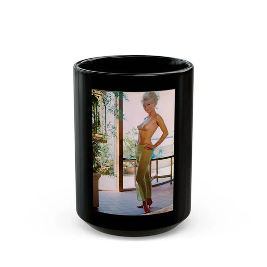 Susan Denberg #67 - Topless (Vintage Female Icon) Black Coffee Mug 15oz - Go Mug Yourself