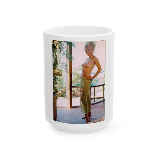 Susan Denberg #67 - Topless (Vintage Female Icon) White Coffee Mug 15oz - Go Mug Yourself