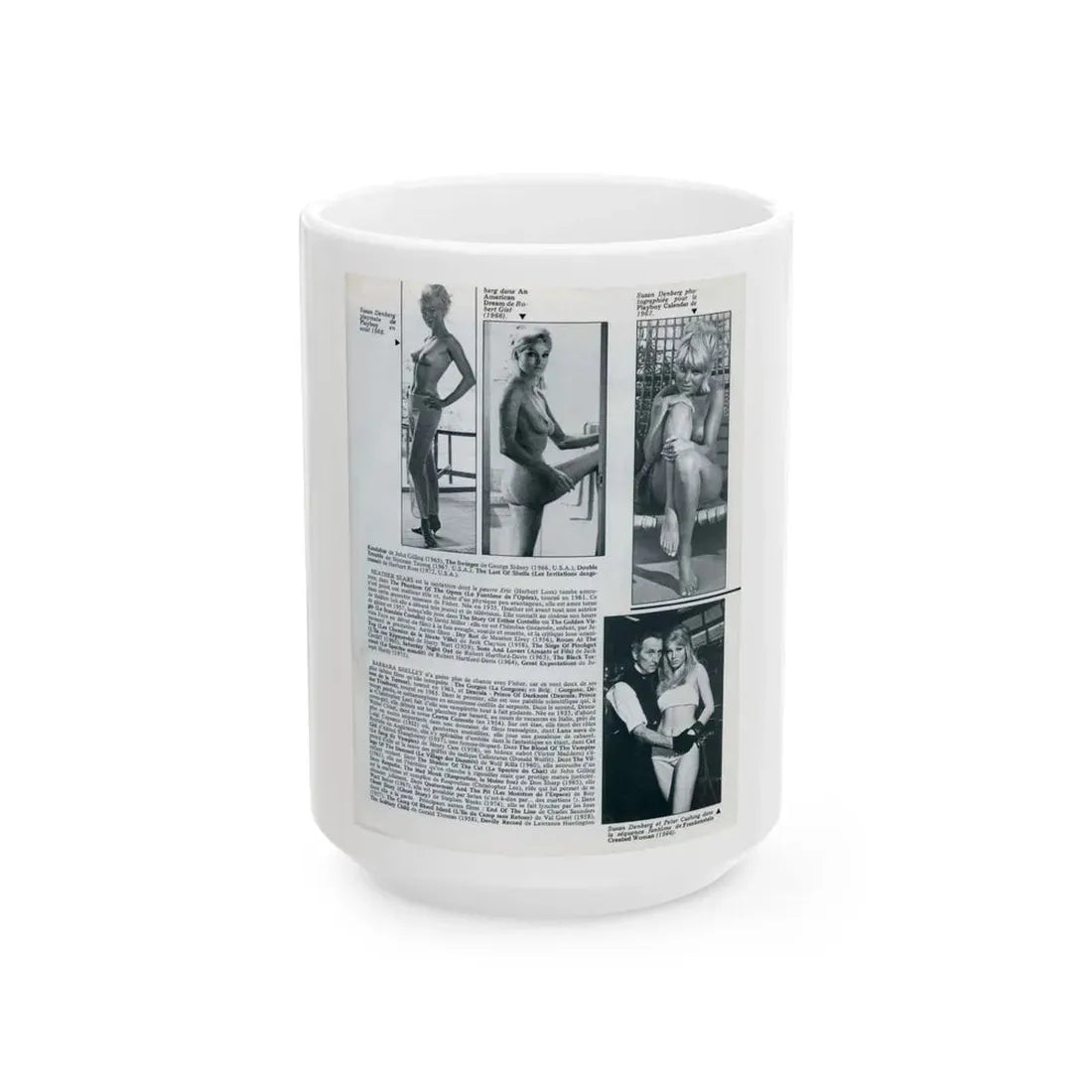 Susan Denberg #94 - B&W Mag. Photos & Article (Vintage Female Icon) White Coffee Mug 15oz - Go Mug Yourself