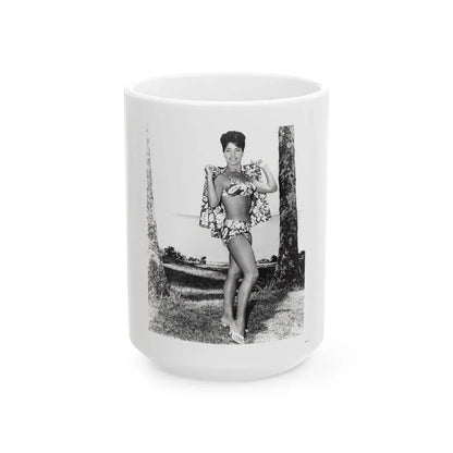 Susan Hart #15 - 8x10 B&W 2-Piece Swimsuit ''Ride The Wild Surf'' '64 Movie Promo Photo3 (Vintage Female Icon) White Coffee Mug 15oz - Go Mug Yourself