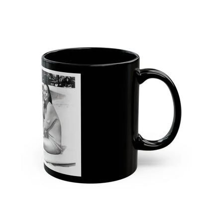 Susan Hart #17 - 8x10 B&W Cheesecake 2-Piece Swimsuit with Overshirt ''Ride The Wild Surf'' '64 Movie Promo Photo (Vintage Female Icon) Black Coffee Mug - Go Mug Yourself