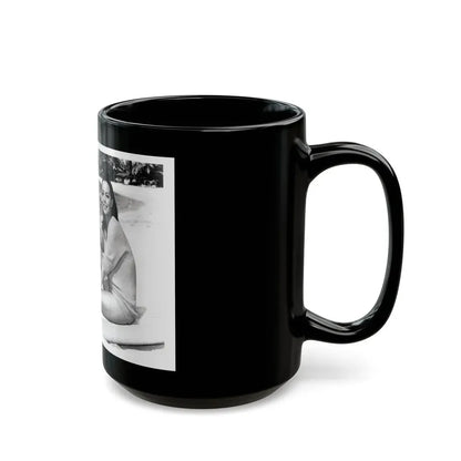 Susan Hart #17 - 8x10 B&W Cheesecake 2-Piece Swimsuit with Overshirt ''Ride The Wild Surf'' '64 Movie Promo Photo (Vintage Female Icon) Black Coffee Mug - Go Mug Yourself