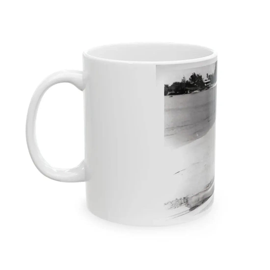 Susan Hart #17 - 8x10 B&W Cheesecake 2-Piece Swimsuit with Overshirt ''Ride The Wild Surf'' '64 Movie Promo Photo (Vintage Female Icon) White Coffee Mug - Go Mug Yourself