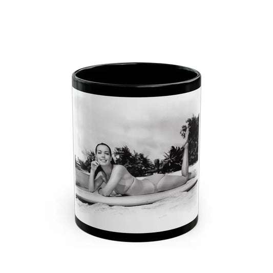 Susan Hart #18 - 8x10 B&W Cheesecake 2-Piece Swimsuit ''Ride The Wild Surf'' '64 Movie Promo Photo (Vintage Female Icon) Black Coffee Mug 11oz - Go Mug Yourself