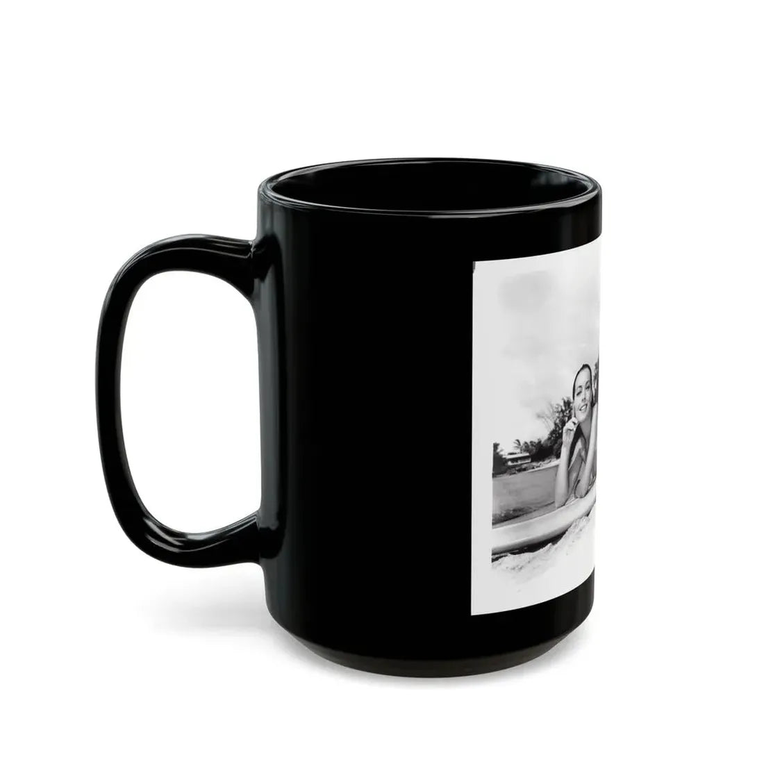 Susan Hart #18 - 8x10 B&W Cheesecake 2-Piece Swimsuit ''Ride The Wild Surf'' '64 Movie Promo Photo (Vintage Female Icon) Black Coffee Mug - Go Mug Yourself