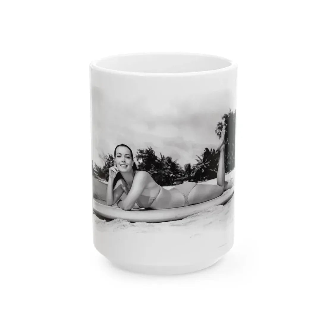 Susan Hart #18 - 8x10 B&W Cheesecake 2-Piece Swimsuit ''Ride The Wild Surf'' '64 Movie Promo Photo (Vintage Female Icon) White Coffee Mug - Go Mug Yourself