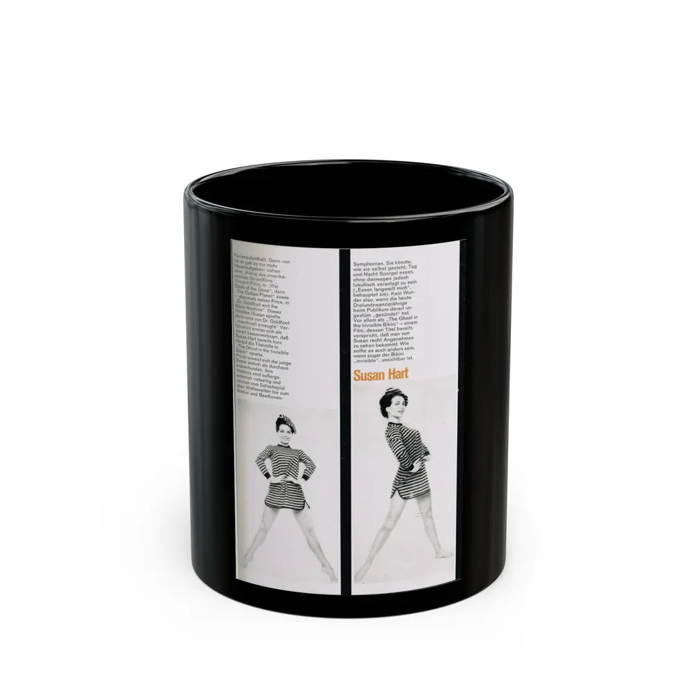 Susan Hart #47 (Vintage Female Icon) Black Coffee Mug-11oz-Go Mug Yourself