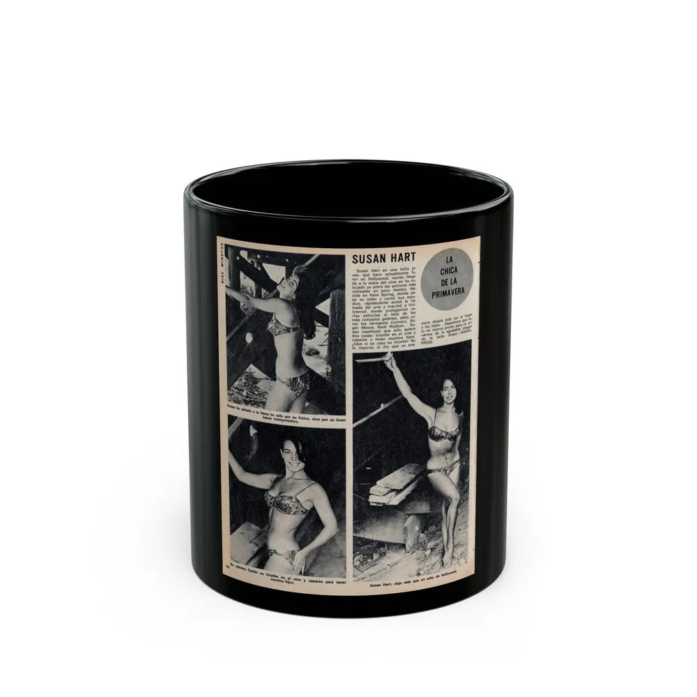 Susan Hart #50 - Vintage 8x10 B&W Foreign Magazine with 3 Full Body 2-Piece Swimsuit Photos & Article (Vintage Female Icon) Black Coffee Mug-11oz-Go Mug Yourself
