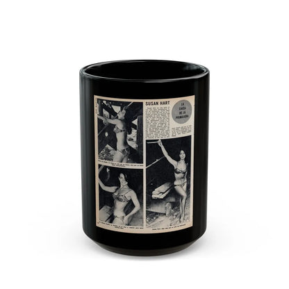 Susan Hart #50 - Vintage 8x10 B&W Foreign Magazine with 3 Full Body 2-Piece Swimsuit Photos & Article (Vintage Female Icon) Black Coffee Mug-15oz-Go Mug Yourself