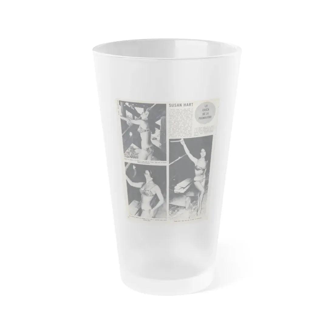 Susan Hart #50 - Vintage 8x10 B&W Foreign Magazine with 3 Full Body 2-Piece Swimsuit Photos & Article (Vintage Female Icon) Frosted Pint Glass 16oz 16oz Frosted - Go Mug Yourself