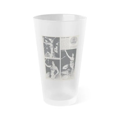 Susan Hart #50 - Vintage 8x10 B&W Foreign Magazine with 3 Full Body 2-Piece Swimsuit Photos & Article (Vintage Female Icon) Frosted Pint Glass 16oz 16oz Frosted - Go Mug Yourself
