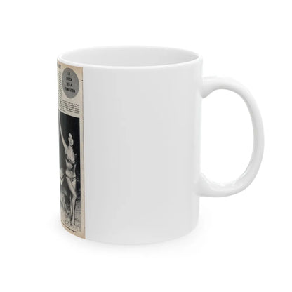 Susan Hart #50 - Vintage 8x10 B&W Foreign Magazine with 3 Full Body 2-Piece Swimsuit Photos & Article (Vintage Female Icon) White Coffee Mug-Go Mug Yourself